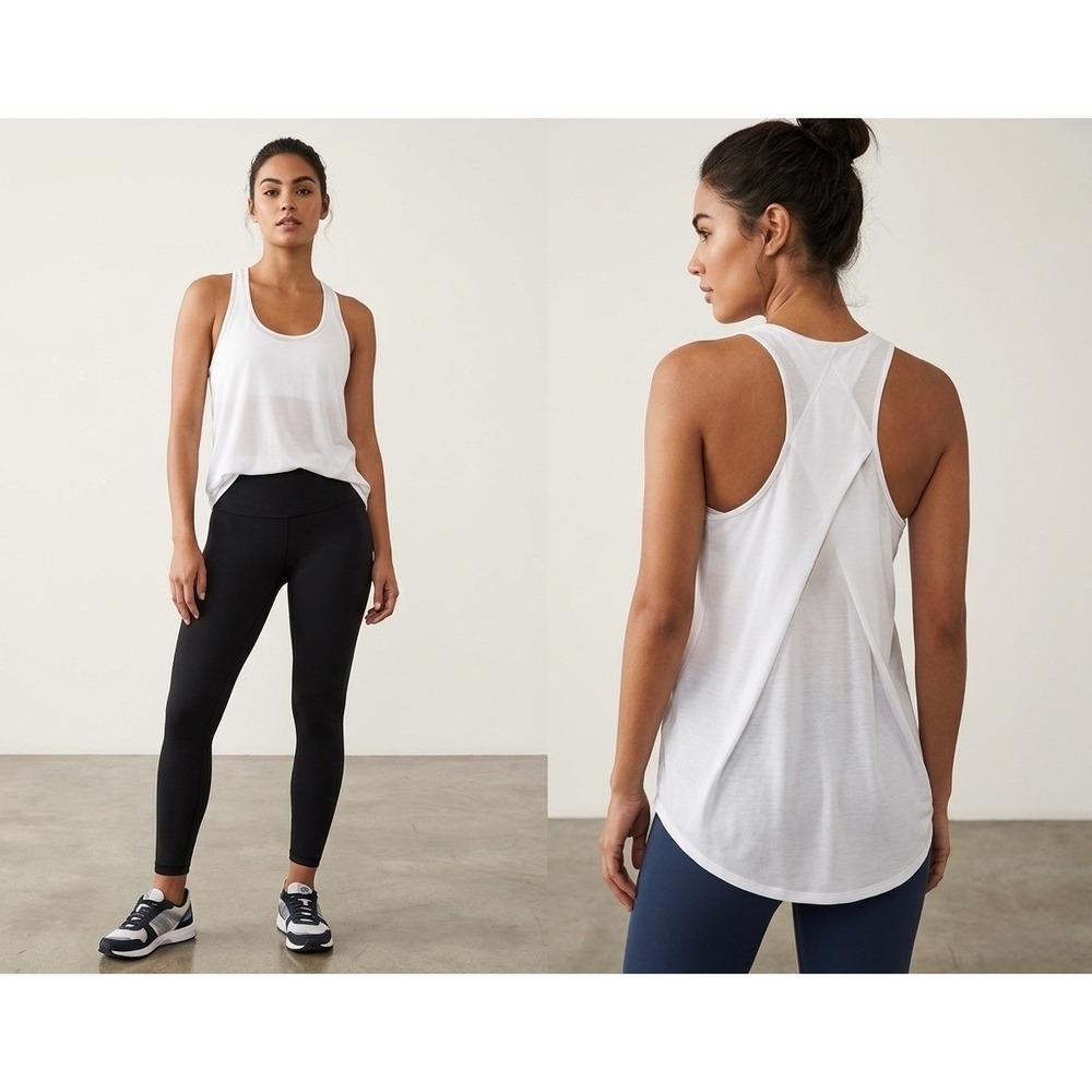Lululemon Womens‎ Tank Top White Racerback Tulip Back Yoga Gym Shirt Size 8